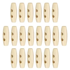 20pcs Wooden Toggle Buttons 30mm 2-Hole Wood Olive Sewing Button, Natural Color