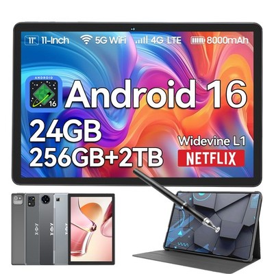 2026 Neuest Tablet Android 16 16GB RAM+256GB ROM 8000mAh 11 Zoll Widevine L1 5G