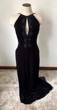 Vintage Dave and Johnny Black Faux-Velvet Gown - Size 7-8 - Lady's Formal Wear