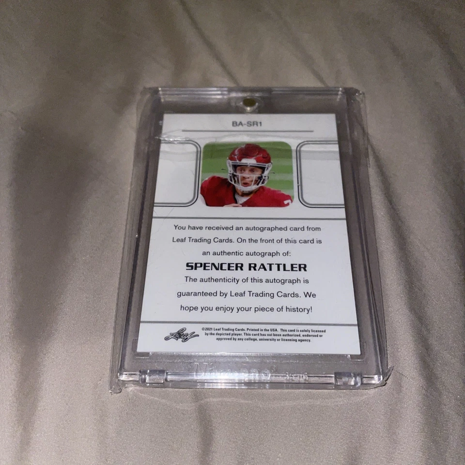 Spencer Rattler 2021 Leaf Memories - 1990 Bronze Auto # SN,AU #/99 Oklahoma - Image 2 of 2