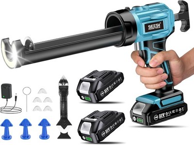 Seesii Cordless Adhesive Caulking Gun Electric Dripless Sealing Gun 2XBattey