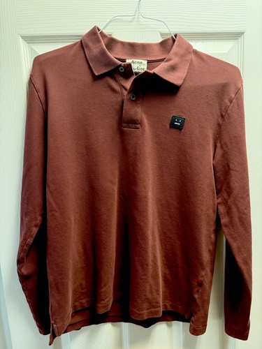 Acne Studios Kolby Face LS Polo Burgundy PAW16 Sz M