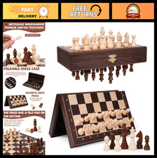 Portable 12 Magnetic Chess Set - Wooden Foldi...