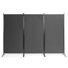 Foldable 3-Panel Room Divider Movable Wall Privacy Separator Wood Panel Divider
