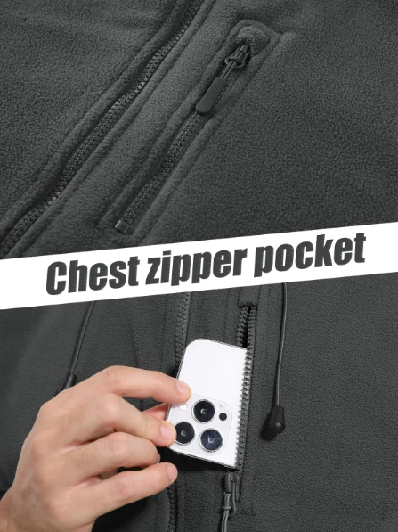 Tacvasen Men's Tactical Hoodie Windproof Military Fleece Jacket Zip Grey Small - Image 4 of 4