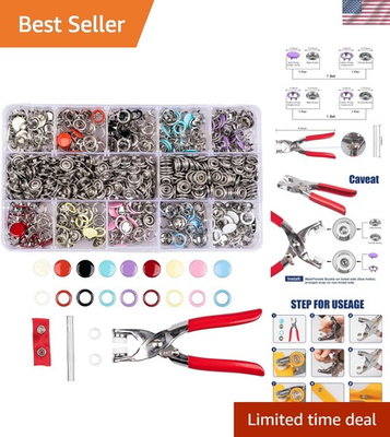 #ad 200 Set Snap Button Kit 9.5mm 10 Colors Snaps for Fabric Fastener Pliers ... $32.50