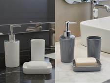 Wickes 3pc Bathroom Accessories , Soap Dish, Soap Dispenser, Tumbler Modern Set