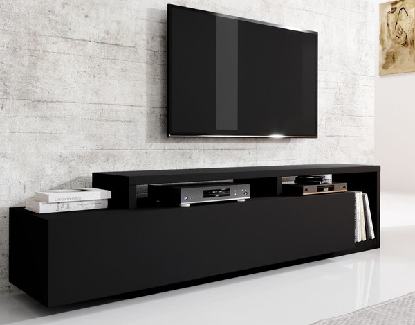 "Lowboard \"Bota\" Tv-Unterschrank 219Cm Grifflos Schwarz Matt"-image