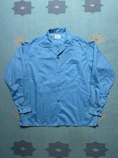 Vintage 1960s long sleeve button shirt loop collar Penney  s Towncraft blue large