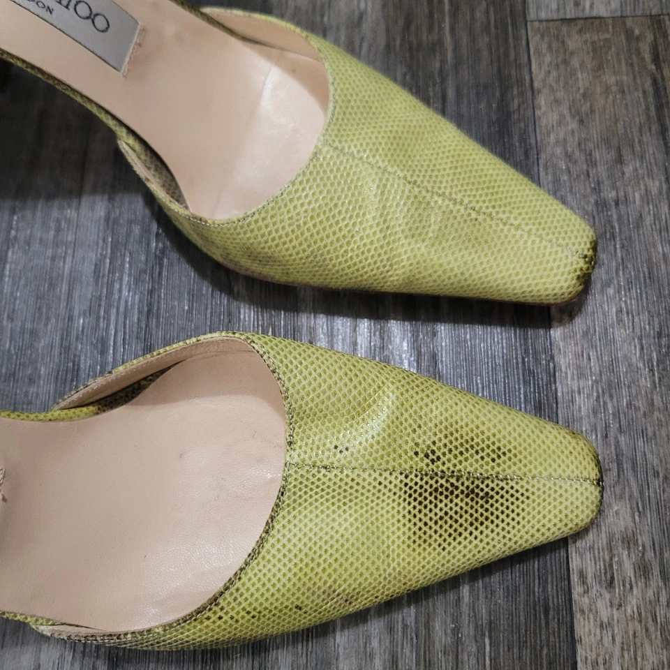 Jimmy Choo Green/Brown Snakeskin Stiletto Pumps Woman’s Size 7 - Image 3 of 4