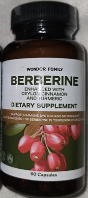 Exp 08/26 Wonder Family Berberine Ceylon Cinnamon Turmeric 60 Capsules