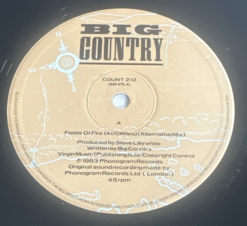 Big Country: Fields Of Fire (1983) 3-Track 12" Vinyl Single EX / VG+ - Image 4 of 4