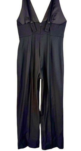 French Connection Sz-16 Black V-Neck Wide Leg Jumpsuit Virgin Wool Formal Wear - Picture 2 of 7