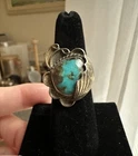 Vintage Sterling Silver Turquoise Ring Blue Stone Natural Matrix - Size 6