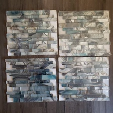 MS International Night Sky Interlocking Glass Wall Tile Lot Of 4 12x14" Tiles