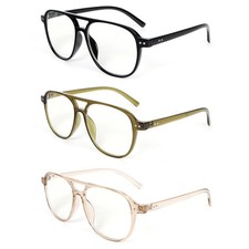 3 Pack Oversized Aviator Reading Glasses for Women Men Stylish Double Bridge ...