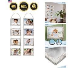 4x6 Hanging Picture Frames Collage with 8 Openings - Distressed White, 2 PK