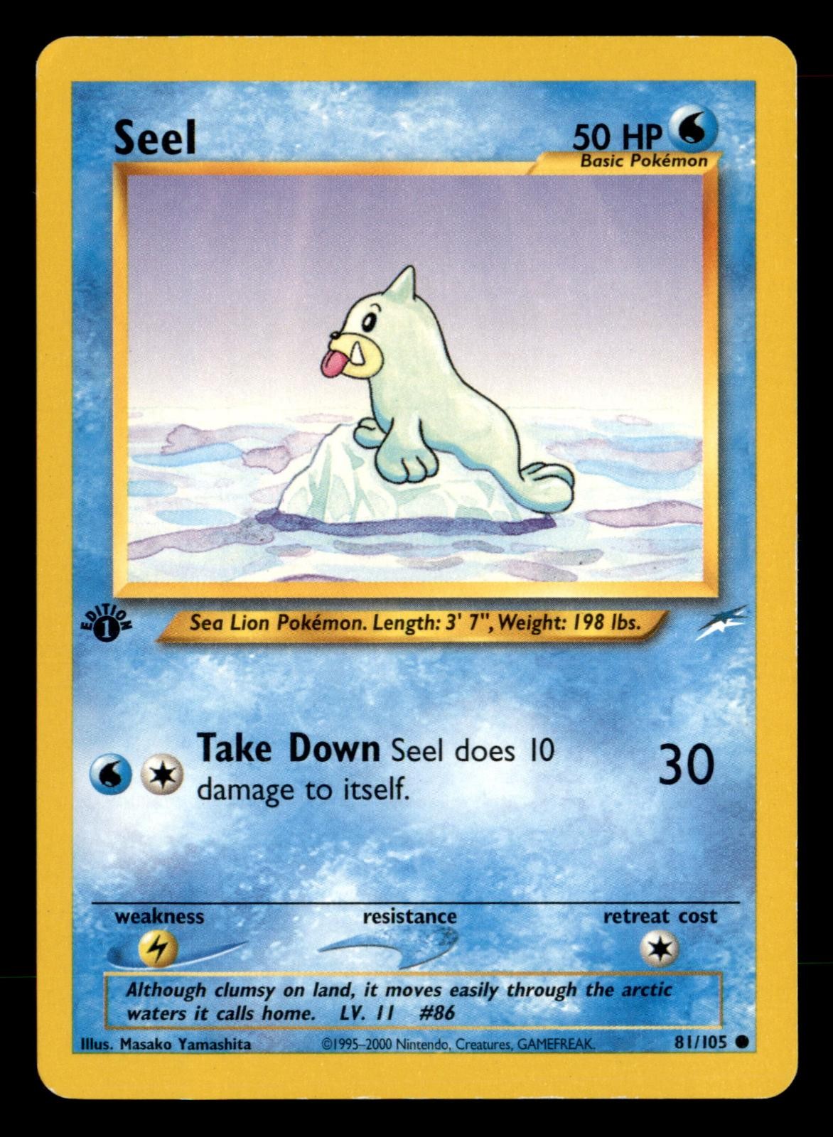 Seel 81/105 Common Neo Destiny Pokemon 1st Edition Moderately Played
