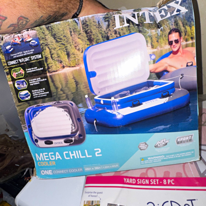Intex Mega Chill 2 Inflatable Floating Cooler, Connect N Float System 58821EP