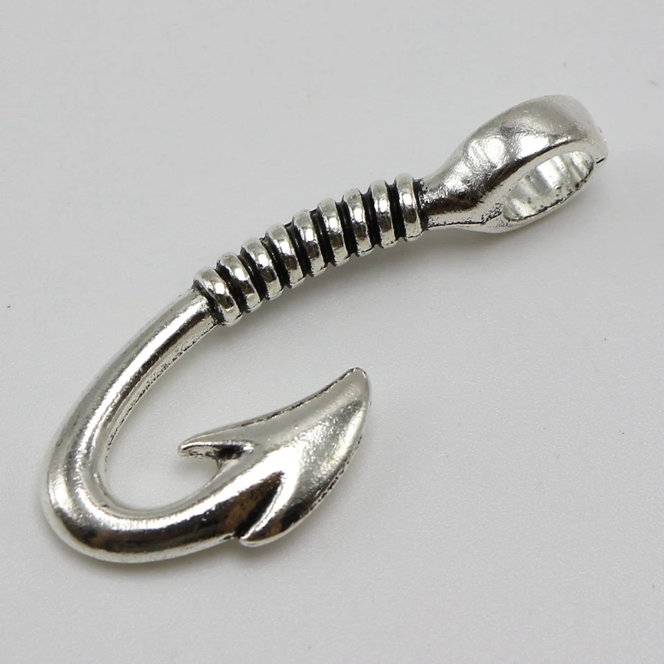 10 Pcs Tibet Silver Tone S Fish Hook Clasp 18X44mm For Leather Cord Craft - Image 2 of 4