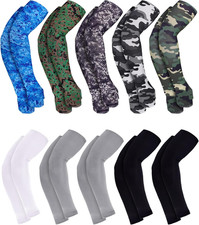 10 Pairs UV Sun Protection Arm Sleeves for Men Women Sport Cooling Tattoo Cover