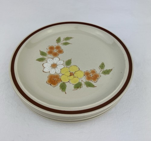 Lot Of 4 Vintage Flower Garden Salad Bread Plates Stoneware Interpur Japan 7.5” - Picture 13 of 14