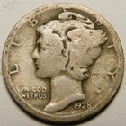 1928 D Mercury Dime 90% Silver G-VG  "Actual Coin Pictured - Not Cleaned"