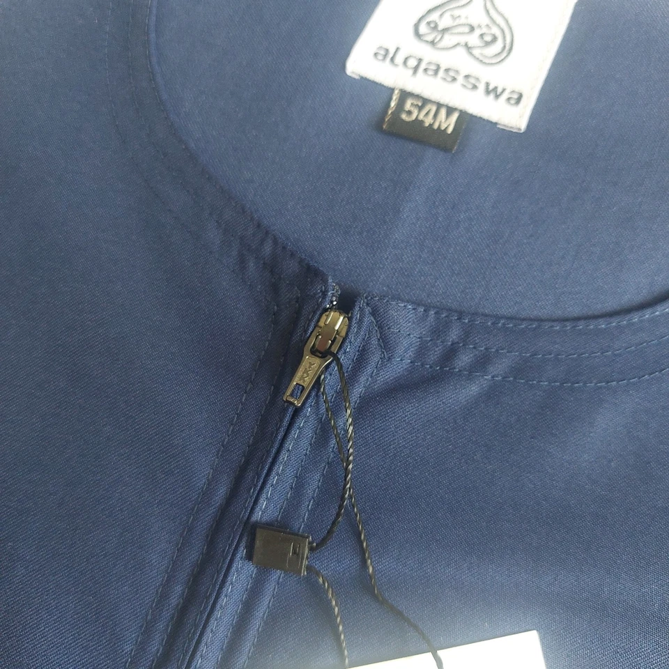 Men’s Navy Blue Omani Thobe Jubba–Premium Matte Cotton , Modest Islamic Clothing - Image 4 of 4