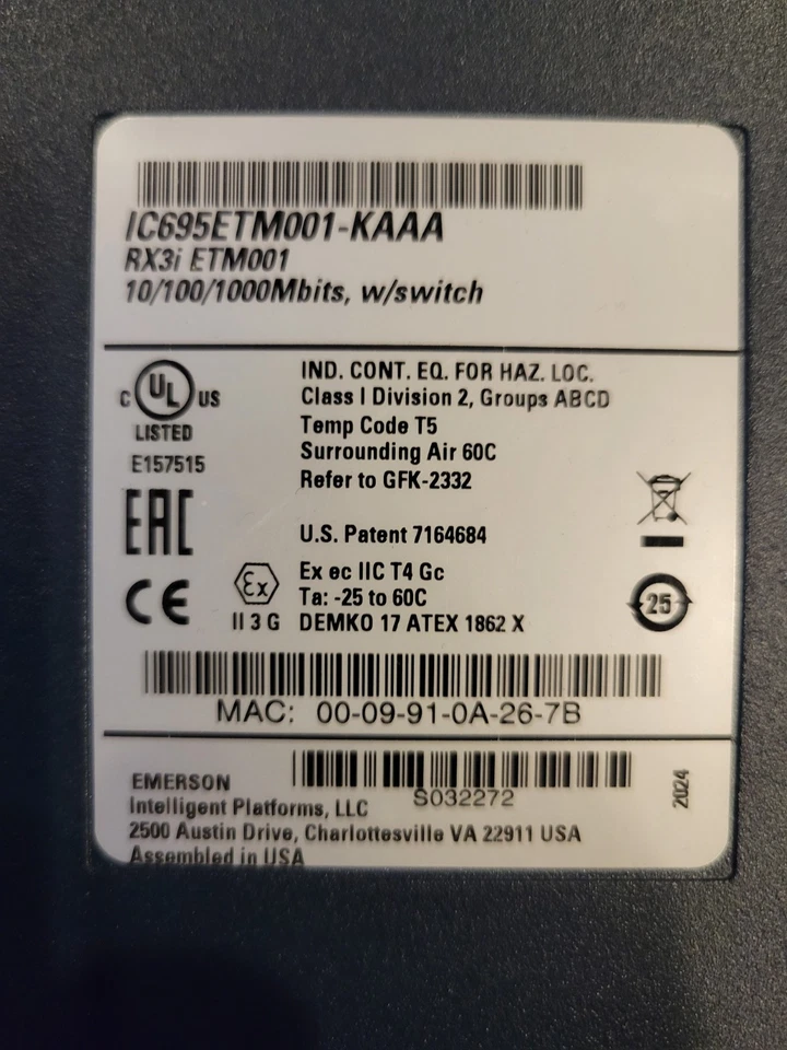 Emerson/GE IC695ETM001-KAAA Ethernet Module W/Switch - Image 3 of 4