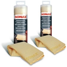 2x SONAX AUTOPFLEGETUCH PLUS AUTO PFLEGETUCH PFLEGE TUCH FENSTERLEDER REINIGUNG