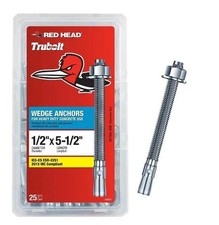 Red Head Trubolt 1/2" x 5-1/2" Wedge Anchors Heavy Duty Concrete 25 Pack