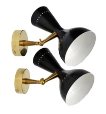 Diabolo Sconce Stilnovo Brass Metal Black White Enamel Finish Christmas Gift