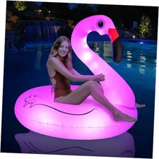 Inflatable Flamingo Pool Floats with Lights, Solar Powered Flamingo Swim 1