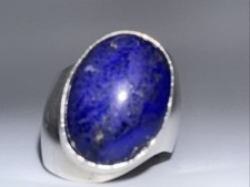 Vintage Sterling Silver Lapis Lazuli Oval Cabochon Ring Mexico Size 6.5 15g
