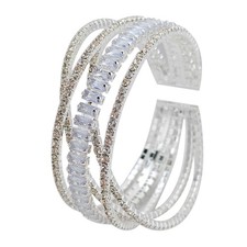 Bling MultiLayer Crystal Rhinestone Cuff Bracelet Gold Silver Cuff Bracelet for