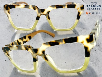 Oversize Modern Retro READING EYE GLASSES READERS Large Big Tortoise Frame +2.75