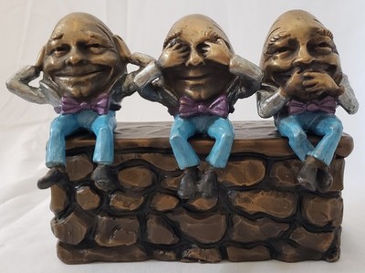 Hear, See, Speak No Evil Baby Humpty Sculptures by Kimber Fiebiger