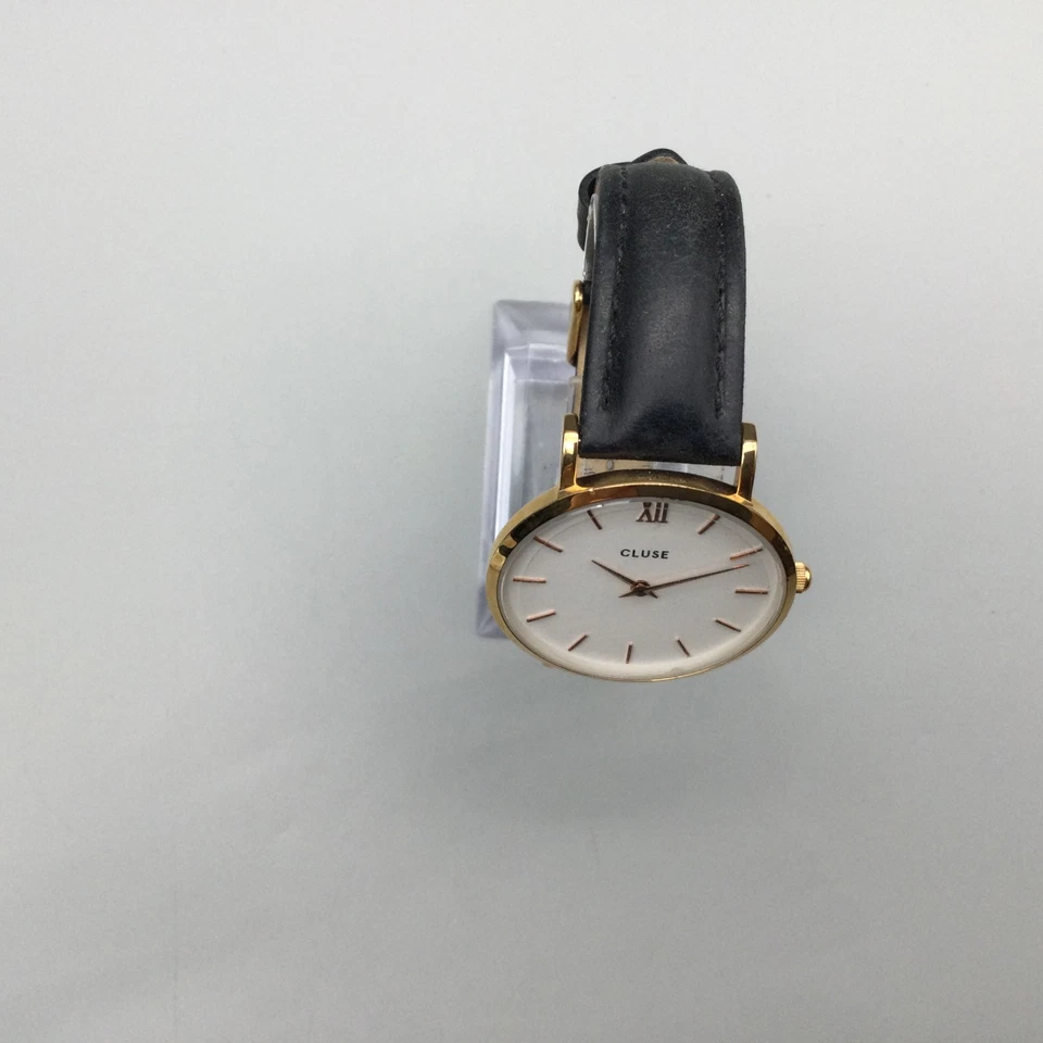 Женские часы Cluse 33 мм золотистый круглый циферблат черный кожаный ремешок новый аккумулятор - Изображение 3 из 4