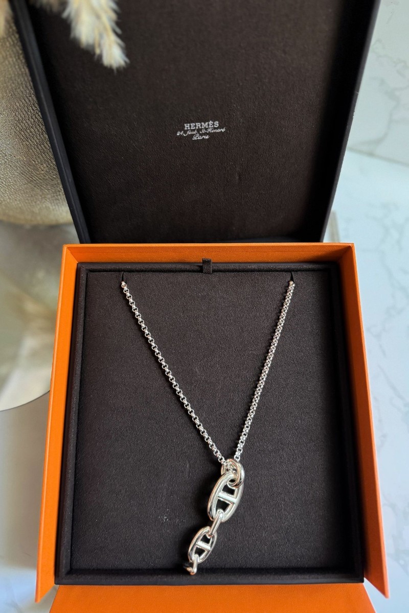 NEW Hermes Chaine d'ancre Necklace Silver Enchainee pendant | eBay