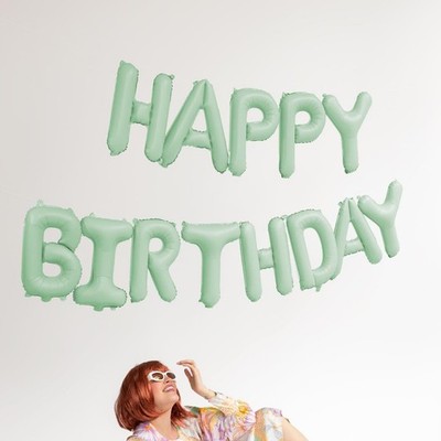 Pastellgrüne Happy Birthday Luftballons - 340 cm x 35 cm