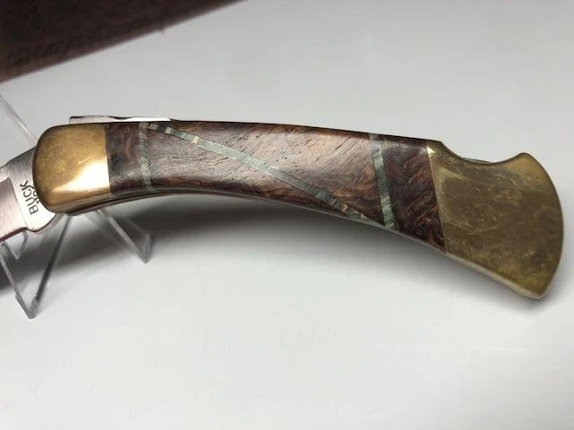 Cuchillo Buck 110 2009 personalizado negro nogal burl ¡con jade! & File Work!!! Foto 3 de 4