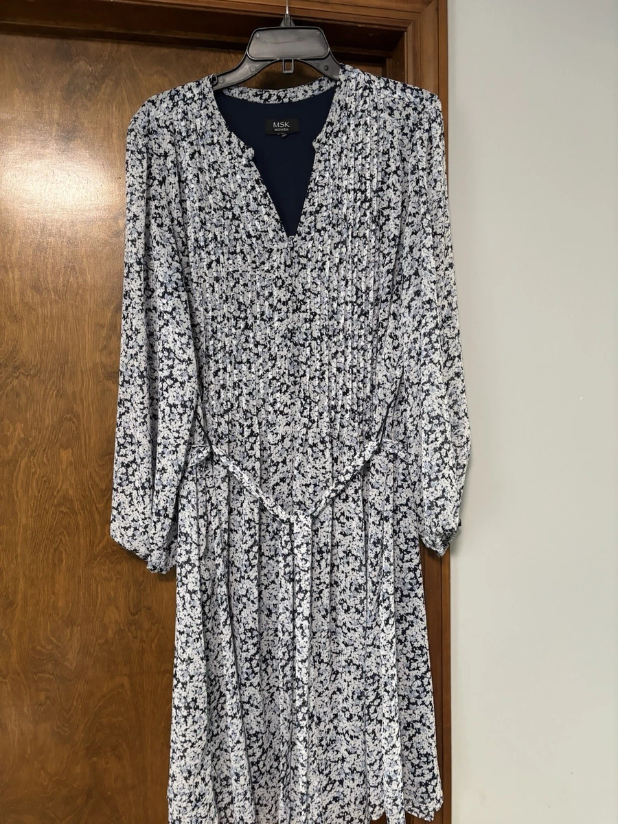 msk long sleeve shirt dress MSK Women's Long Sleeve Solid A-Line Sweater Dress, Large