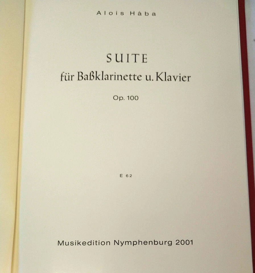 Suite fur BaBklarinette u. Klavier (Bass Clarinet/Piano) by Alois Haba 2001 - Image 4 of 4