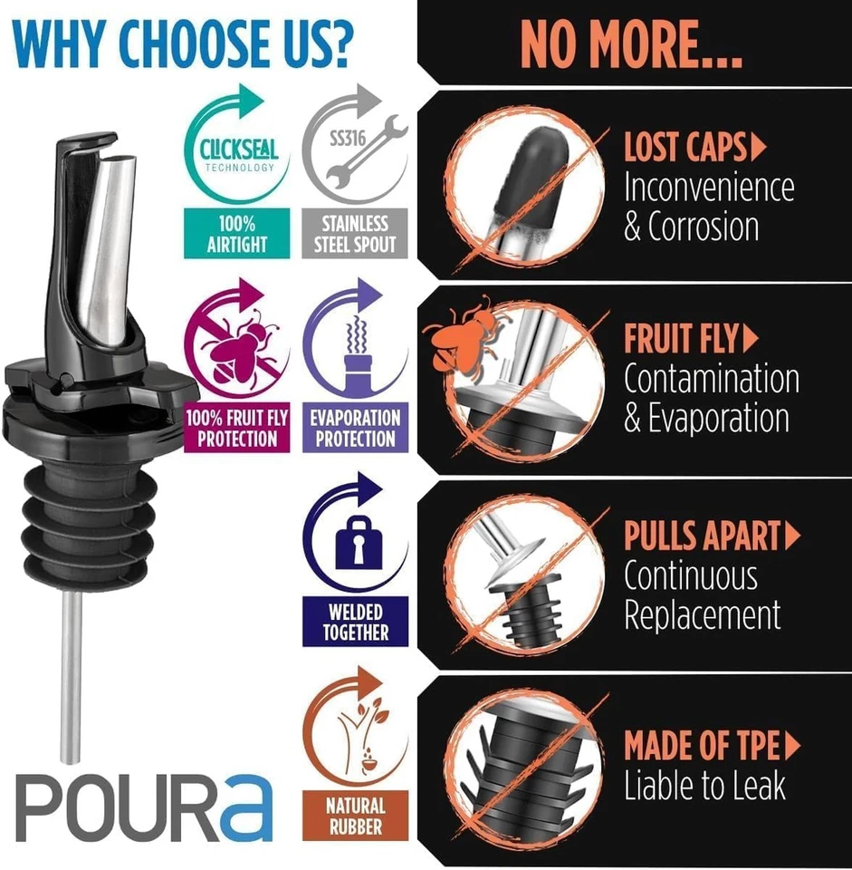 24 vertedores de botellas de licor - Caños higiénicos ClickSeal velocidad de alcohol - Sto... Foto 4 de 4