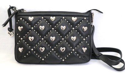 Brighton Black Pebble Leather Studded Trudi Crossbody H16283  display picture 1