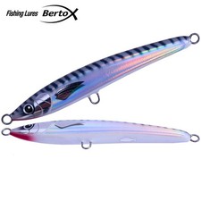 BERTOX Saltwater Handmade Wooden Sinking STICK BAIT 15cm/50g Alu/White Mackerel