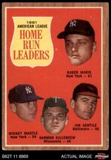 1962 Topps #53 Mickey Mantle AL HR Leaders Yankees / Twins / Orioles 4 - VG/EX