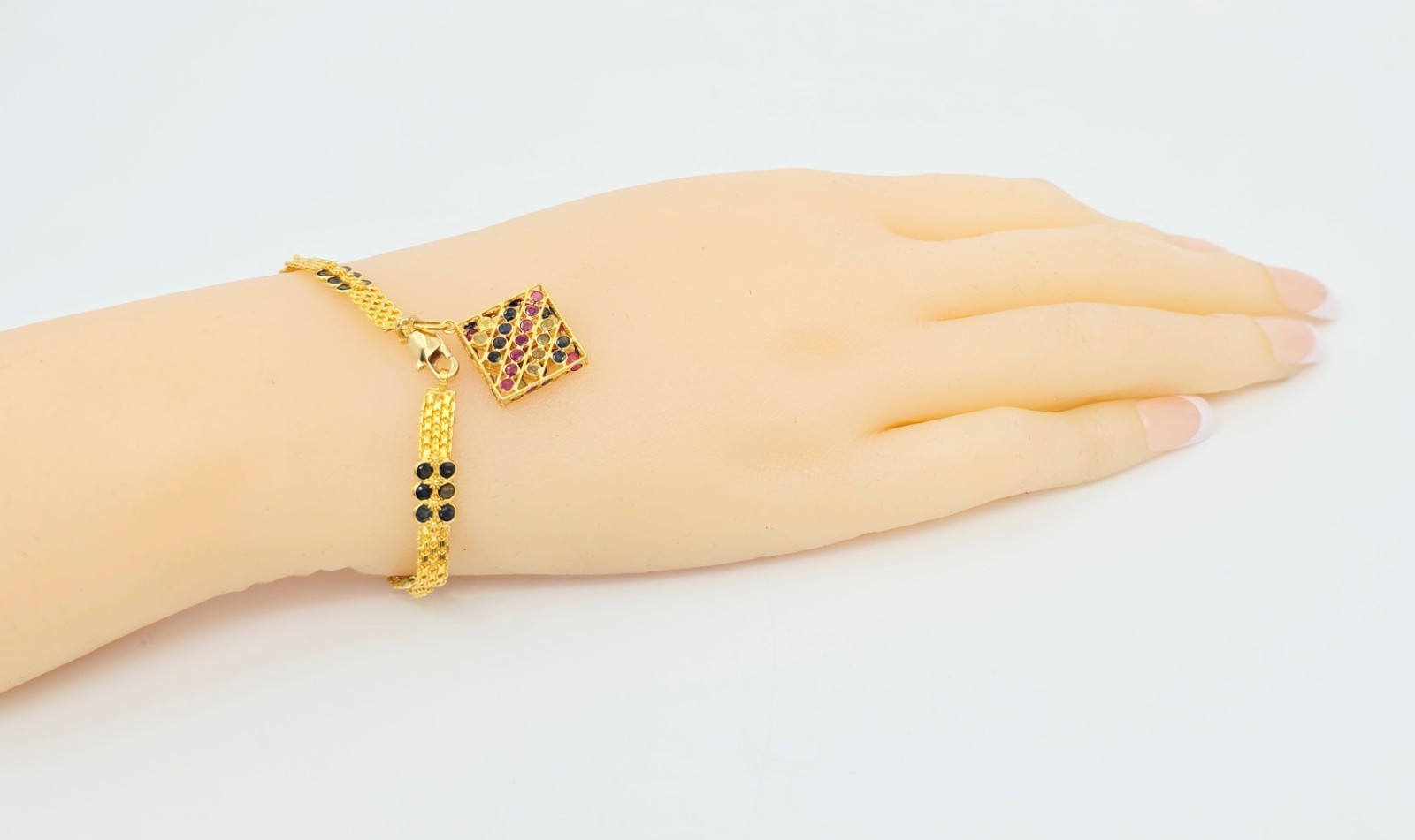 Unique 20K Solid Yellow Gold Multi Colored Gemsto… - image 9