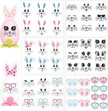 59 Pcs Easter Bunny Face Vinyl Wall Stickers for Party Decorations