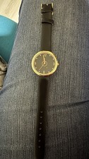 Damenuhr Armbanduhr Strasssteinchen Neu Schwarz Gold Synthetikarmband